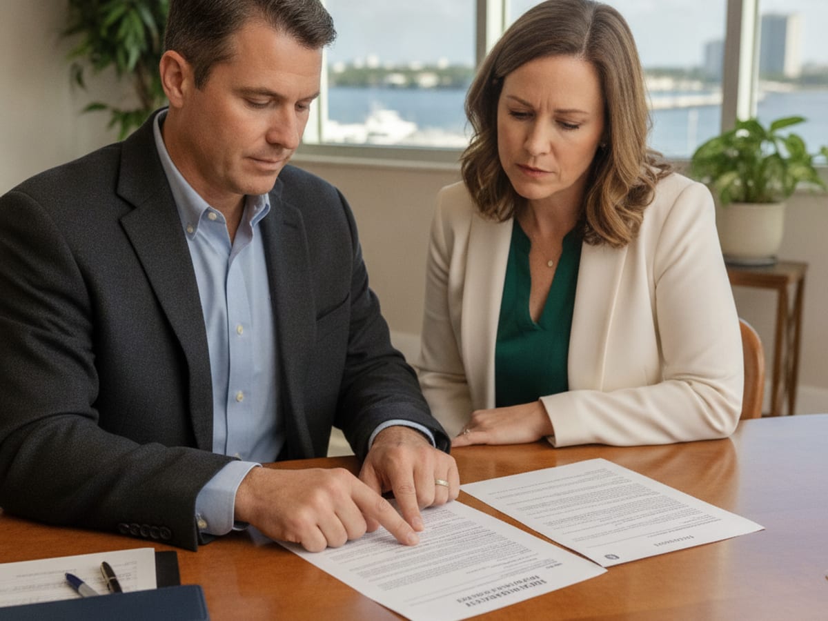 Planner reviewing life and disability insurance policy details with a client in Tampa Bay