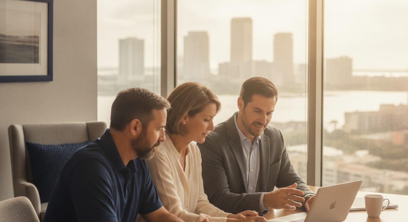 Financial planner reviewing a retirement plan with a Tampa Bay client